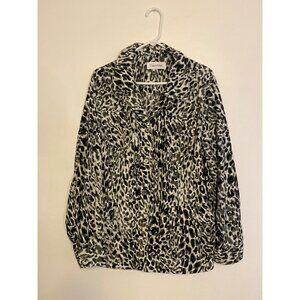 Calvin Klein Women's Black & White Animal Print Button-Up Jacket Best for 1X